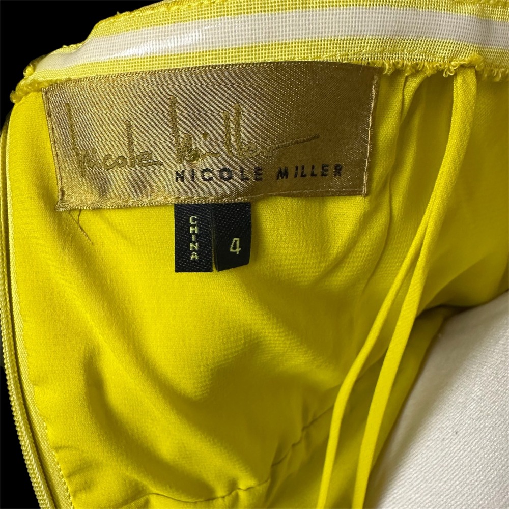 Nicole‎ Miller Yellow Strapless Embellished Waist Ruffle Evening Gown Maxi Dress - Picture 12 of 13